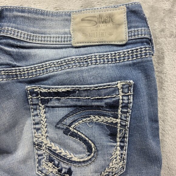 Silver Jeans Suki Capri Womens 26 Mid Rise Stretch Denim Embroidered Pockets Jea - Picture 4 of 11